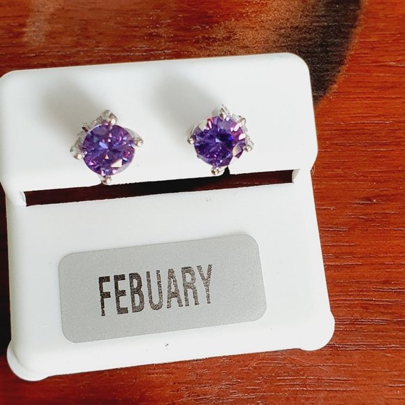 "Birthstone S925 Sterling Silver CZ Stud Earrings for Women/Girl, US19251041 - Picture 15 of 15